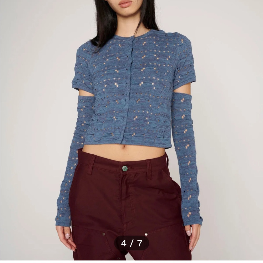 Brain Dead Blue Crop Cut Out Blouse
